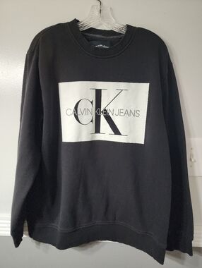 Calvin Klein Jeans Black Crewneck with White CK Box Logo